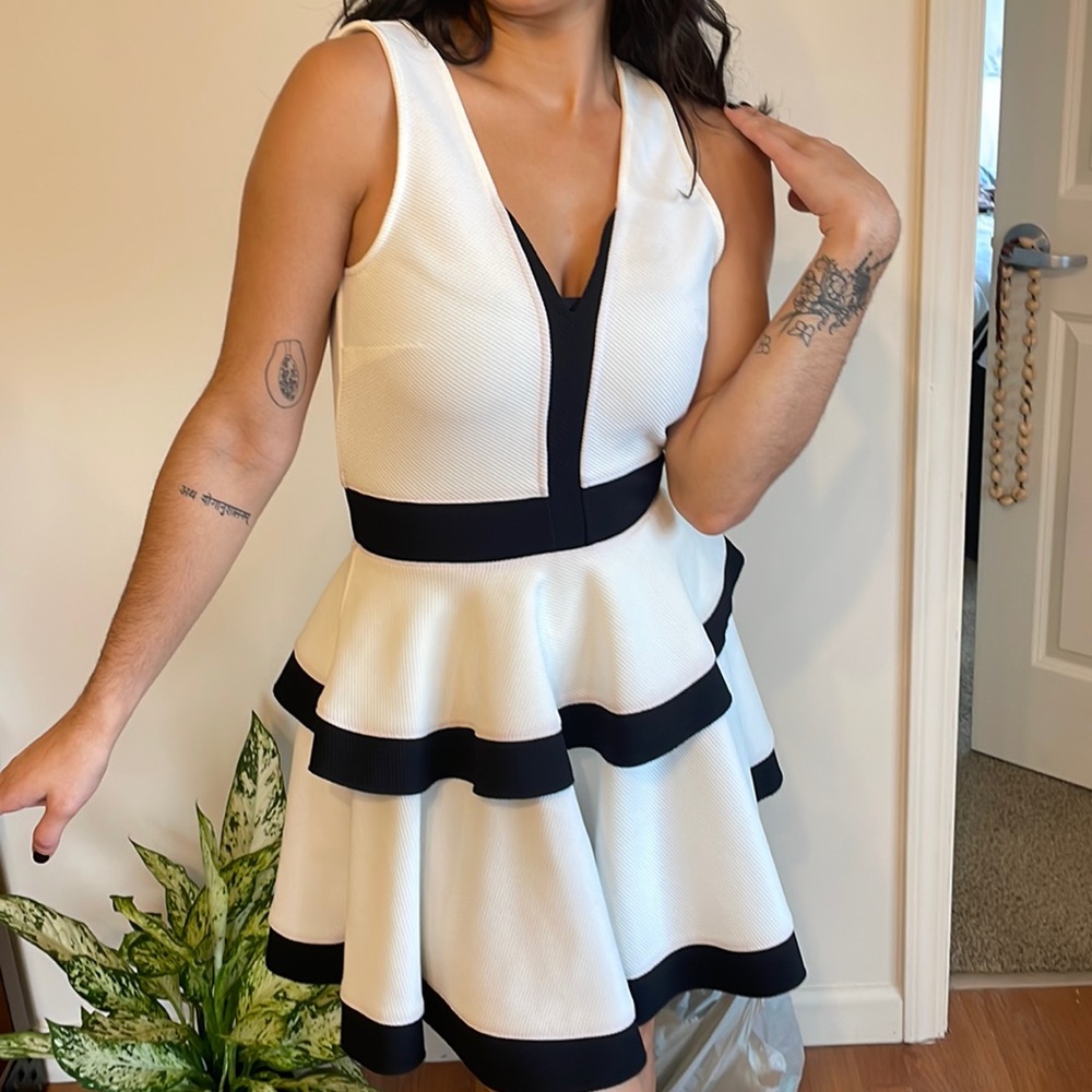 Torn by Ronny Kobo black and cream xs mini dress